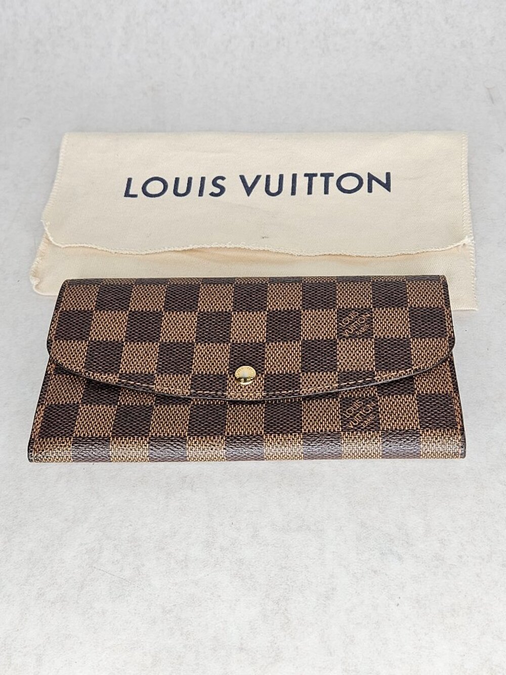 Louis Vuitton Damier Ebene Emilie Long Wallet Brown Interior